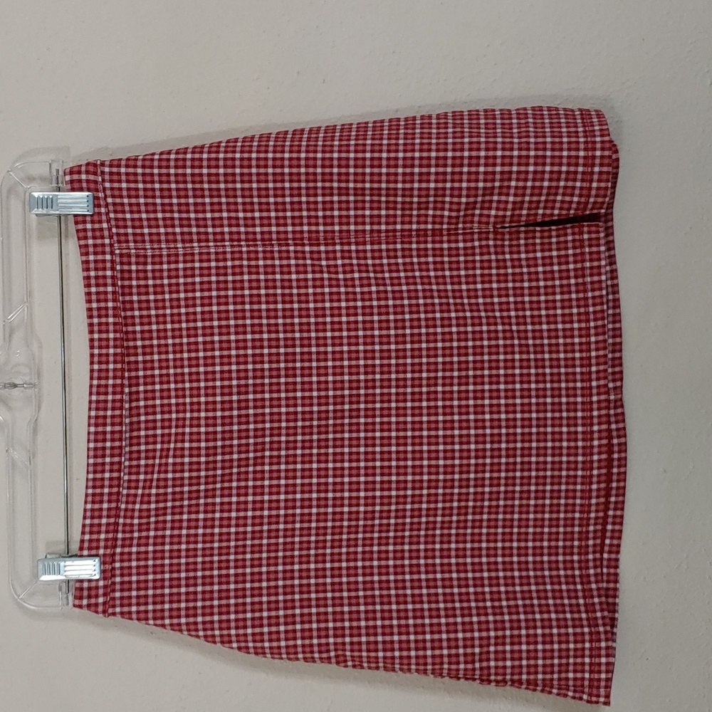 Hollister Red & White Plaid Mini Skirt